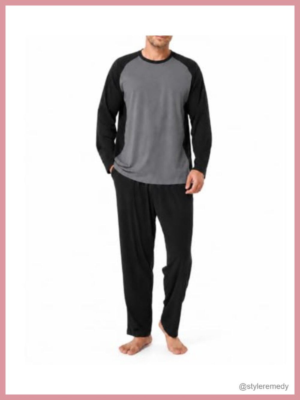 Men's Modal Cotton Pajama Set Long Sleeve Sleepwear Relaxed Fit PJs